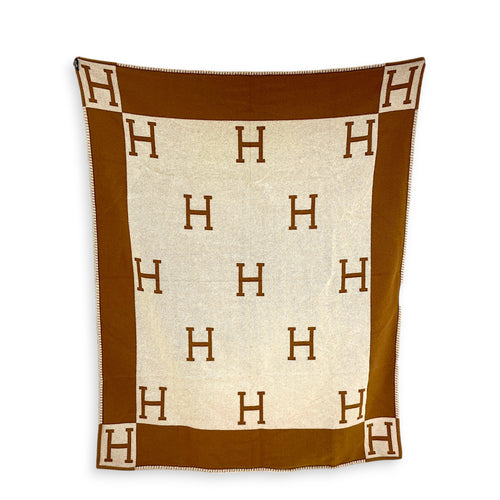 Avalon III Ecru/Camel Throw Blanket