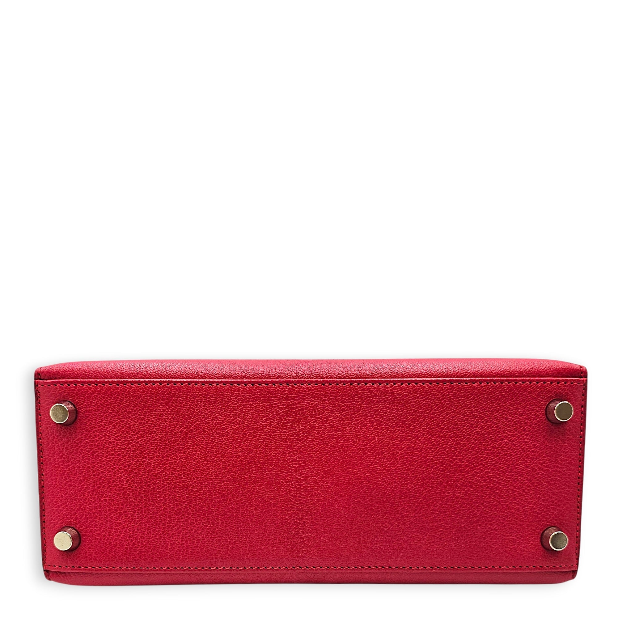 Sellier Kelly 25 Fuchsia in Chevre Coromandel Palladium hardware CL2601-18464 6