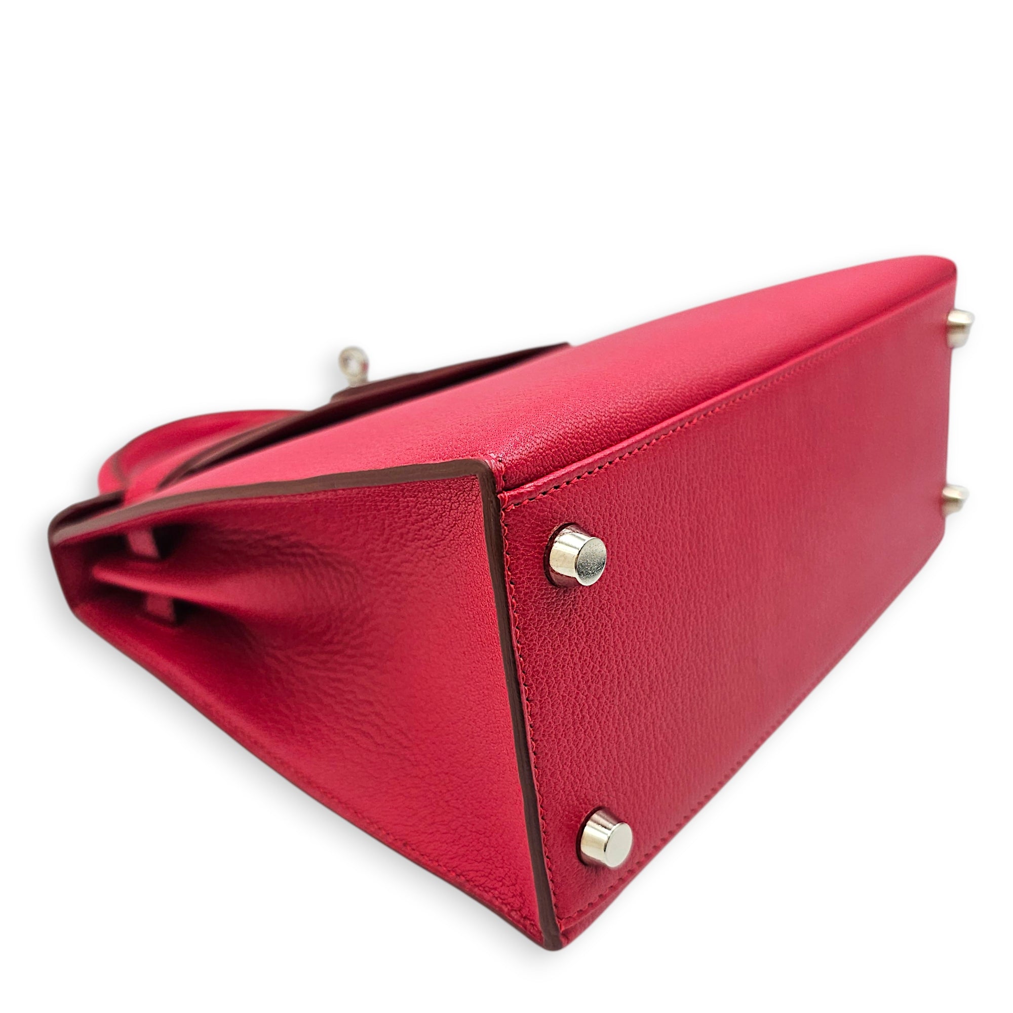 Sellier Kelly 25 Fuchsia in Chevre Coromandel Palladium hardware CL2601-18464 7