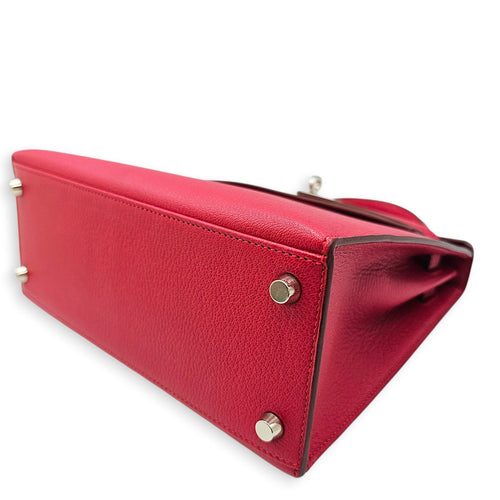 Sellier Kelly 25 Fuchsia in Chevre Coromandel Palladium hardware CL2601-18464 8