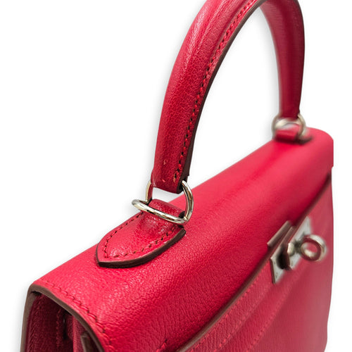 Sellier Kelly 25 Fuchsia in Chevre Coromandel Palladium hardware CL2601-18464 9