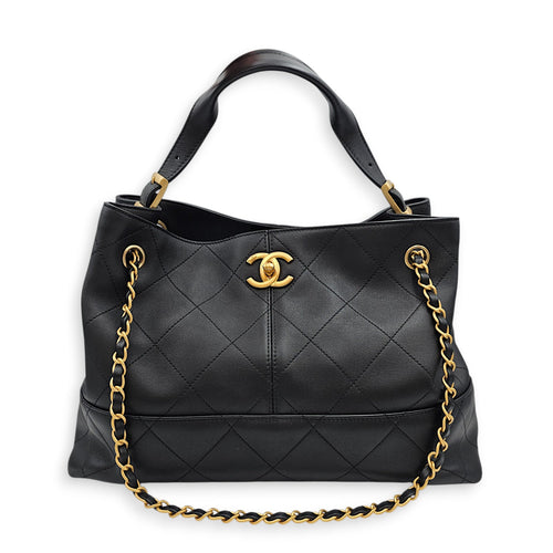 25 A Shopping Tote Black Shoulder Bag in Calfskin Gold hardware CL2601-18465 1