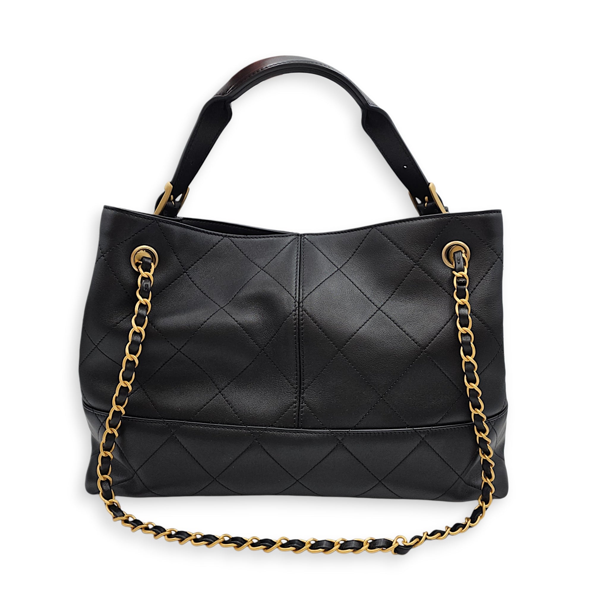 25 A Shopping Tote Black Shoulder Bag in Calfskin Gold hardware CL2601-18465 2