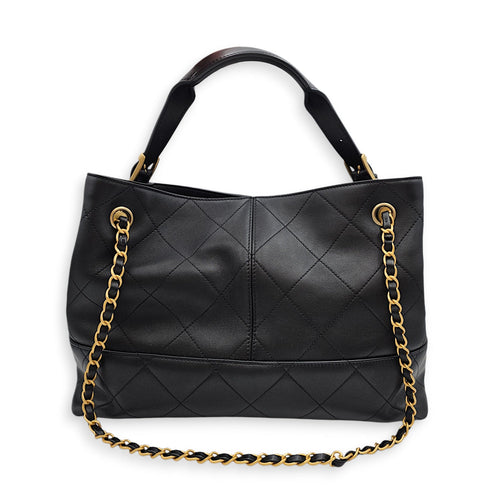 25 A Shopping Tote Black Shoulder Bag in Calfskin Gold hardware CL2601-18465 2