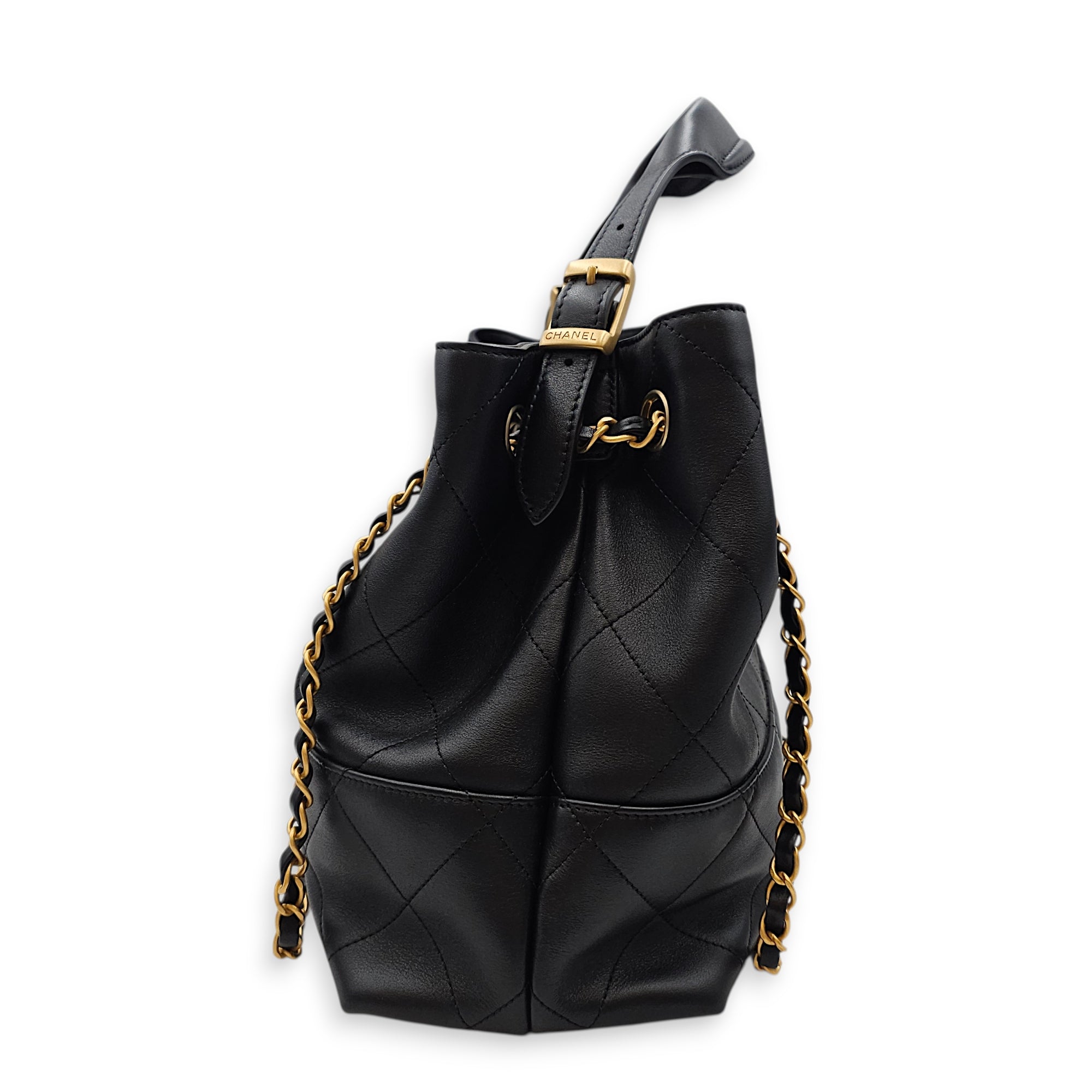 25 A Shopping Tote Black Shoulder Bag in Calfskin Gold hardware CL2601-18465 4