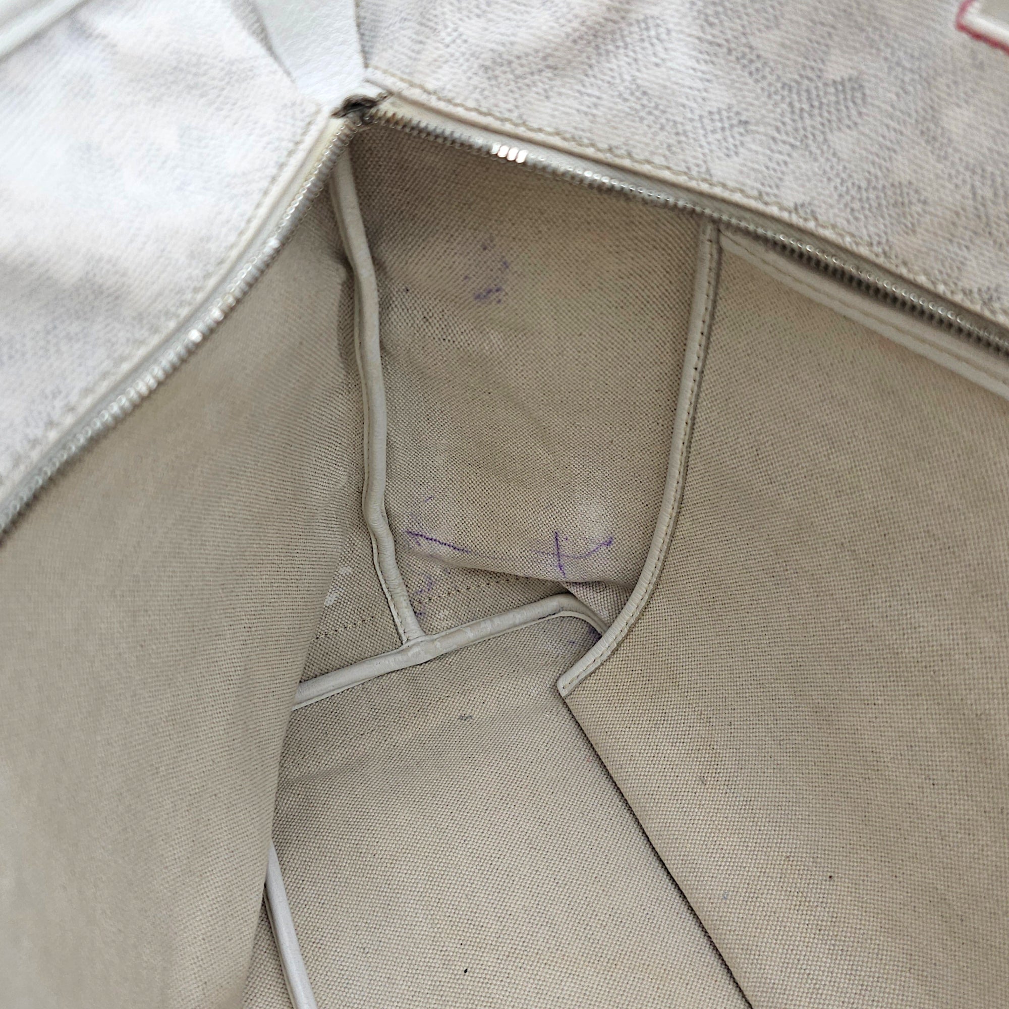 Small St Louis PM Tote White Shoulder Bag in Canvas Silver hardware CL2601-18468 12