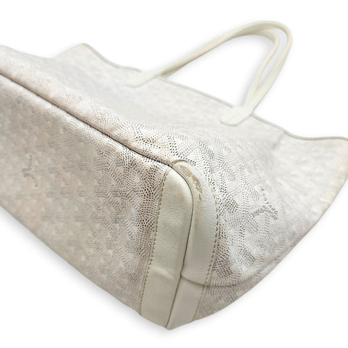 Small St Louis PM Tote White Shoulder Bag in Canvas Silver hardware CL2601-18468 5