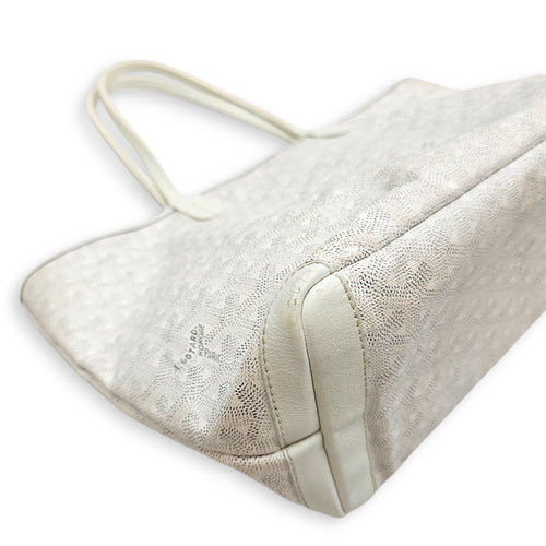 Small St Louis PM Tote White Shoulder Bag in Canvas Silver hardware CL2601-18468 6