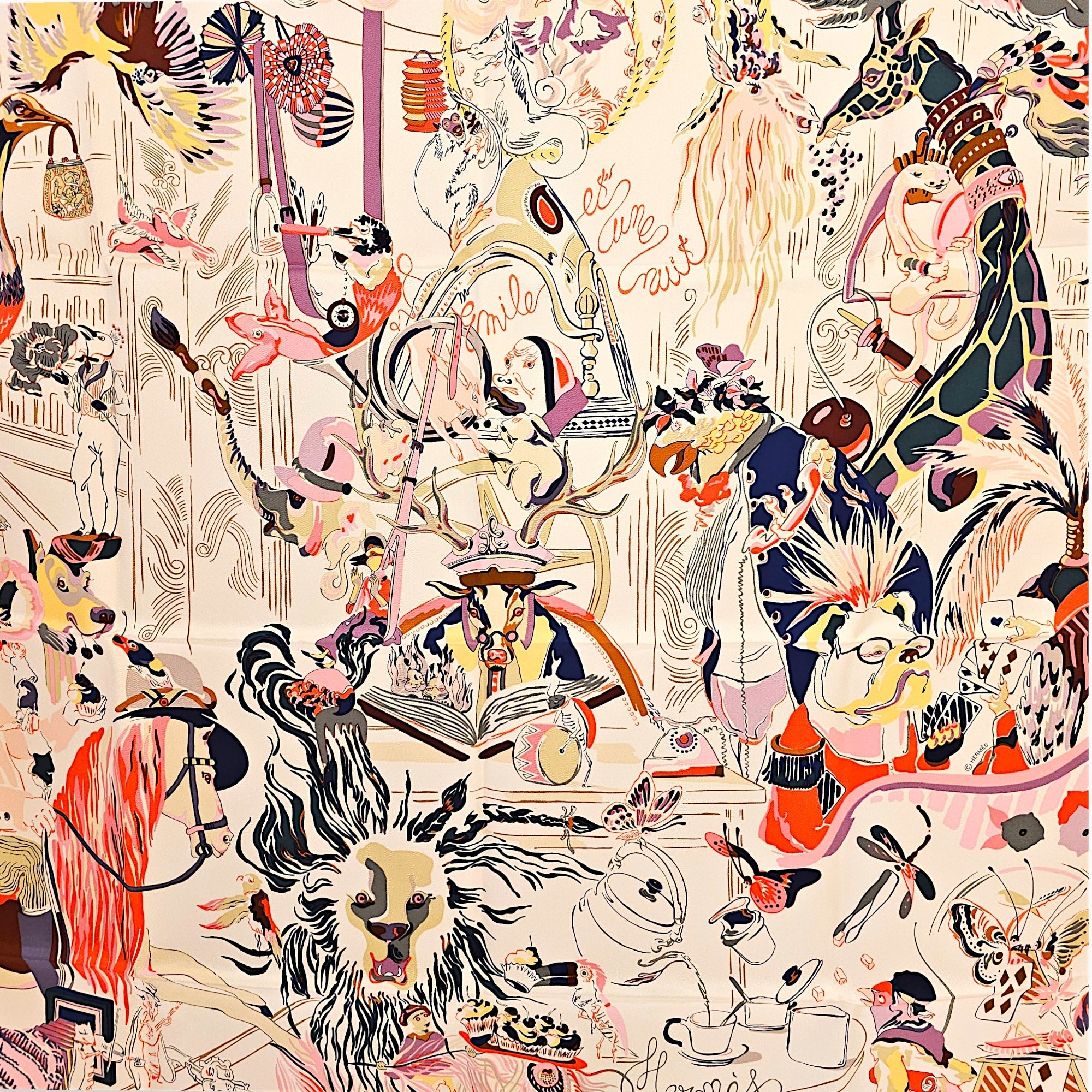 Emile et Une Nuit Scarf 90 Rose the/vert/prune Scarf CL2601-18472 2