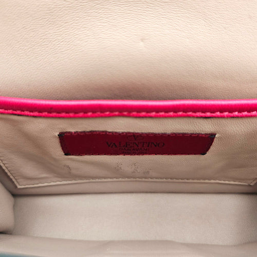 Garavani Small Rockstud Flap Small Hot Pink Crossbody Bag in Calfskin Gold hardware CL2601-18502 11