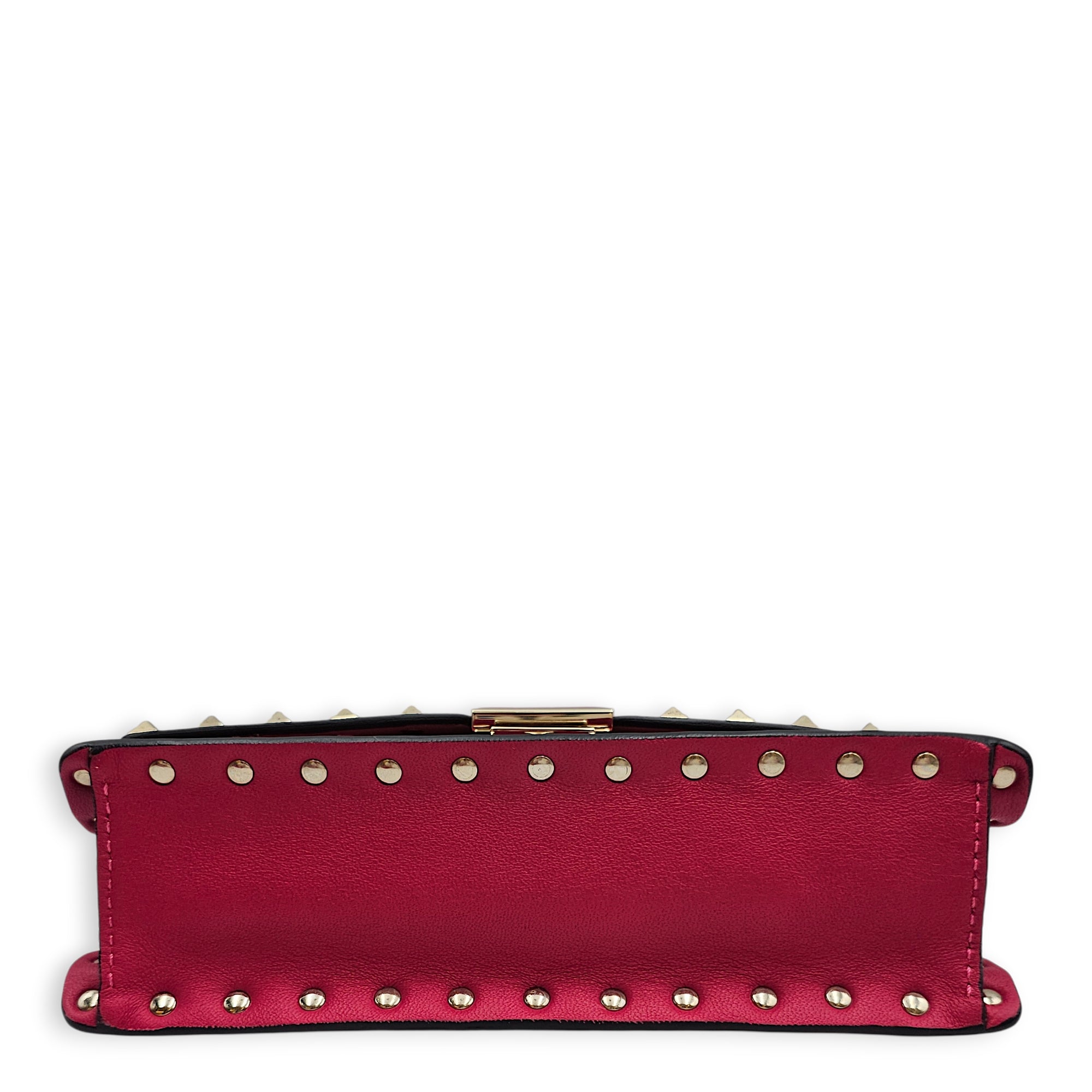Garavani Small Rockstud Flap Small Hot Pink Crossbody Bag in Calfskin Gold hardware CL2601-18502 6
