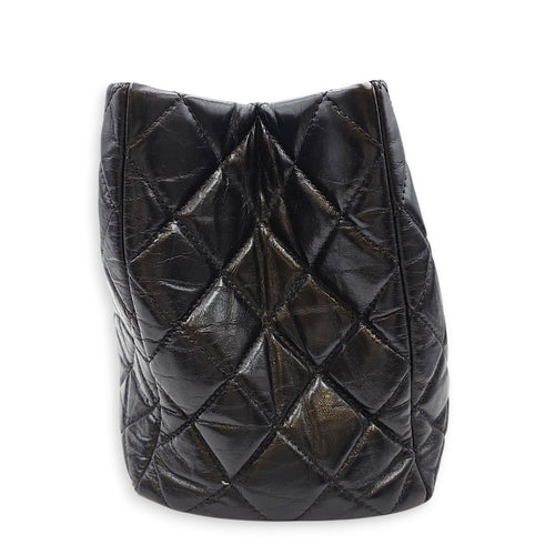 Quilted Leather Tote 35 Black Shoulder Bag in Caviar Leather Ruthenium hardware