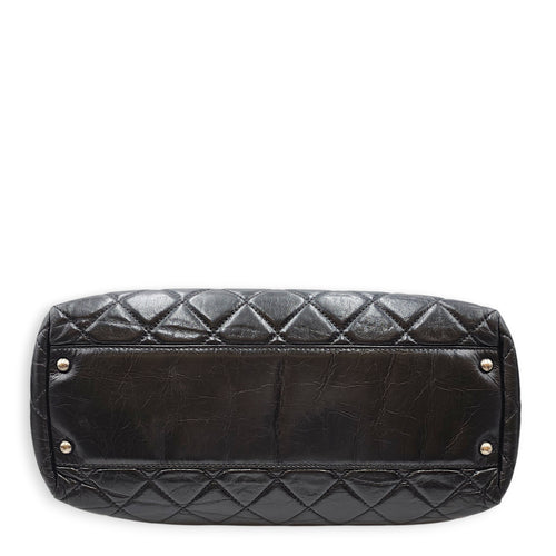 Quilted Leather Tote 35 Black Shoulder Bag in Caviar Leather Ruthenium hardware