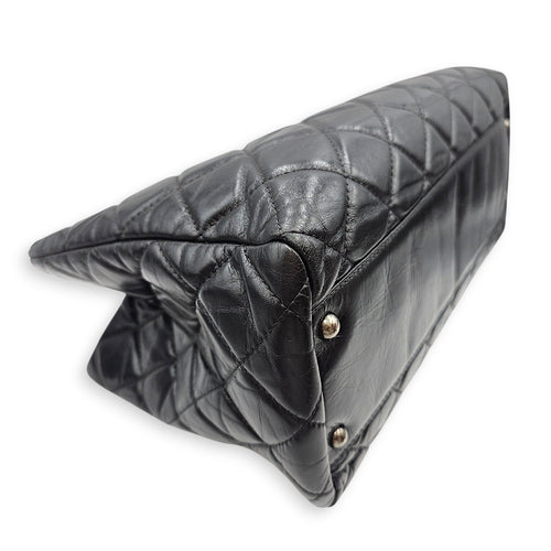 Quilted Leather Tote 35 Black Shoulder Bag in Caviar Leather Ruthenium hardware