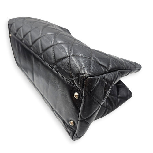 Quilted Leather Tote 35 Black Shoulder Bag in Caviar Leather Ruthenium hardware