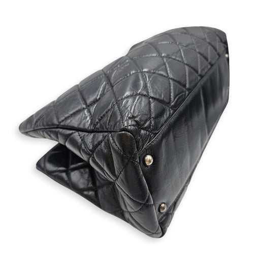 Quilted Leather Tote 35 Black Shoulder Bag in Caviar Leather Ruthenium hardware
