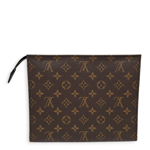 LV Toiletry Pouch 26 Brown Clutch in Canvas Gold hardware CL2601-18508 2