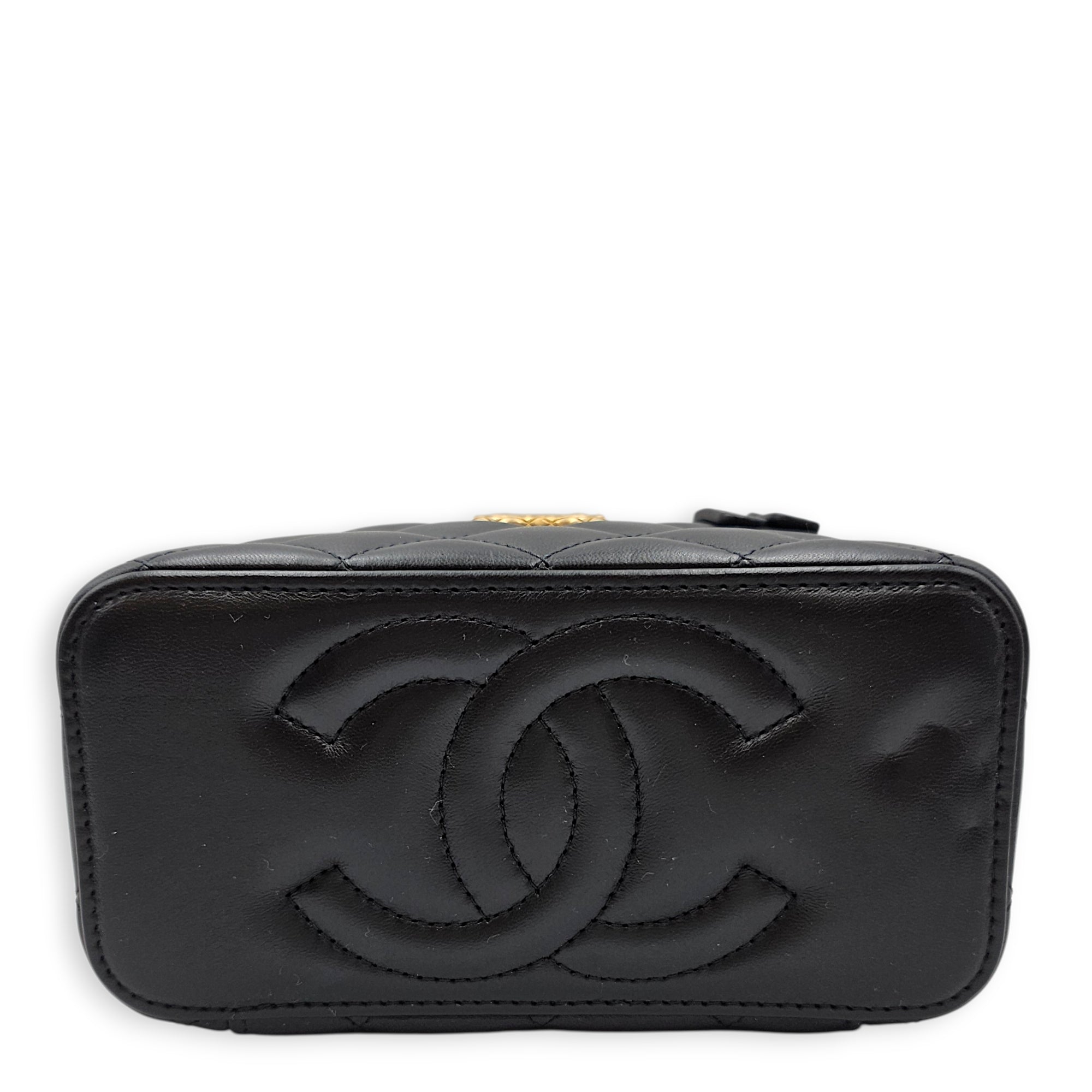 Vanity Case  with Adjustable Chain Black Crossbody Bag in Lambskin Gold hardware CL2601-18509 6