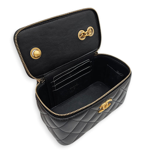 Vanity Case  with Adjustable Chain Black Crossbody Bag in Lambskin Gold hardware CL2601-18509 9