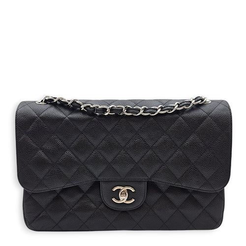 Quilted Jumbo Classic Flap 30 Black Shoulder Bag in Caviar Leather Silver hardware CL2601-18511 1