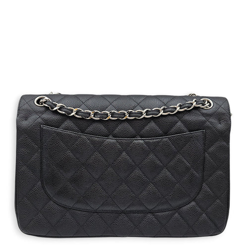 Quilted Jumbo Classic Flap 30 Black Shoulder Bag in Caviar Leather Silver hardware CL2601-18511 2