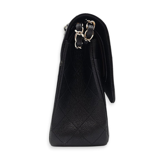 Quilted Jumbo Classic Flap 30 Black Shoulder Bag in Caviar Leather Silver hardware CL2601-18511 4