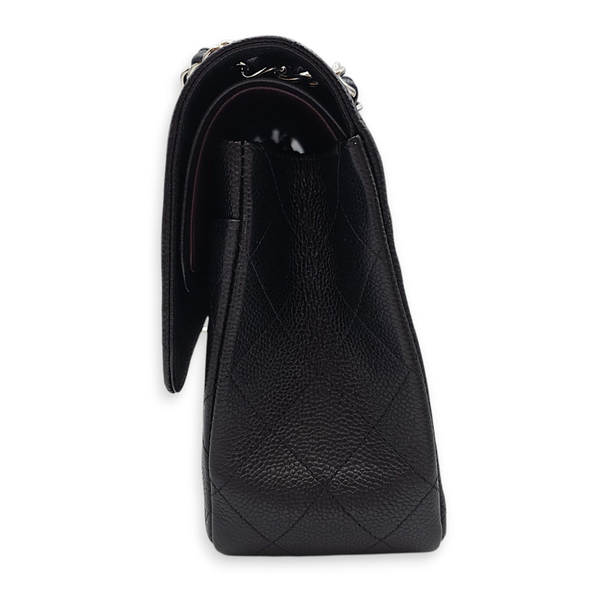 Quilted Jumbo Classic Flap 30 Black Shoulder Bag in Caviar Leather Silver hardware CL2601-18511 5
