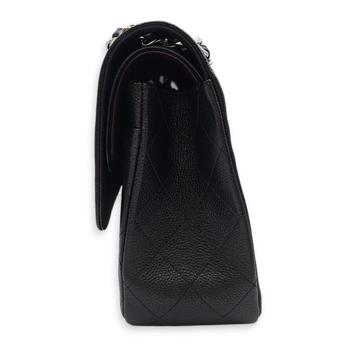 Quilted Jumbo Classic Flap 30 Black Shoulder Bag in Caviar Leather Silver hardware CL2601-18511 5