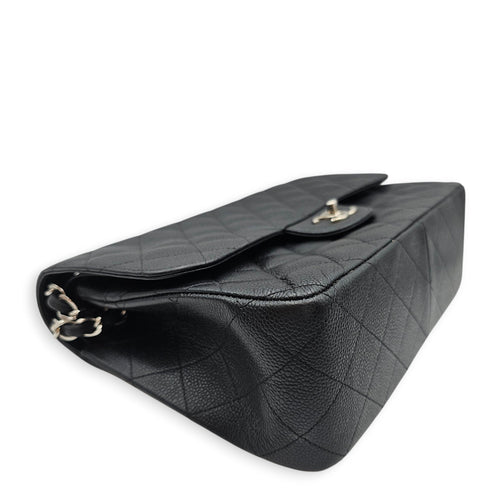 Quilted Jumbo Classic Flap 30 Black Shoulder Bag in Caviar Leather Silver hardware CL2601-18511 7