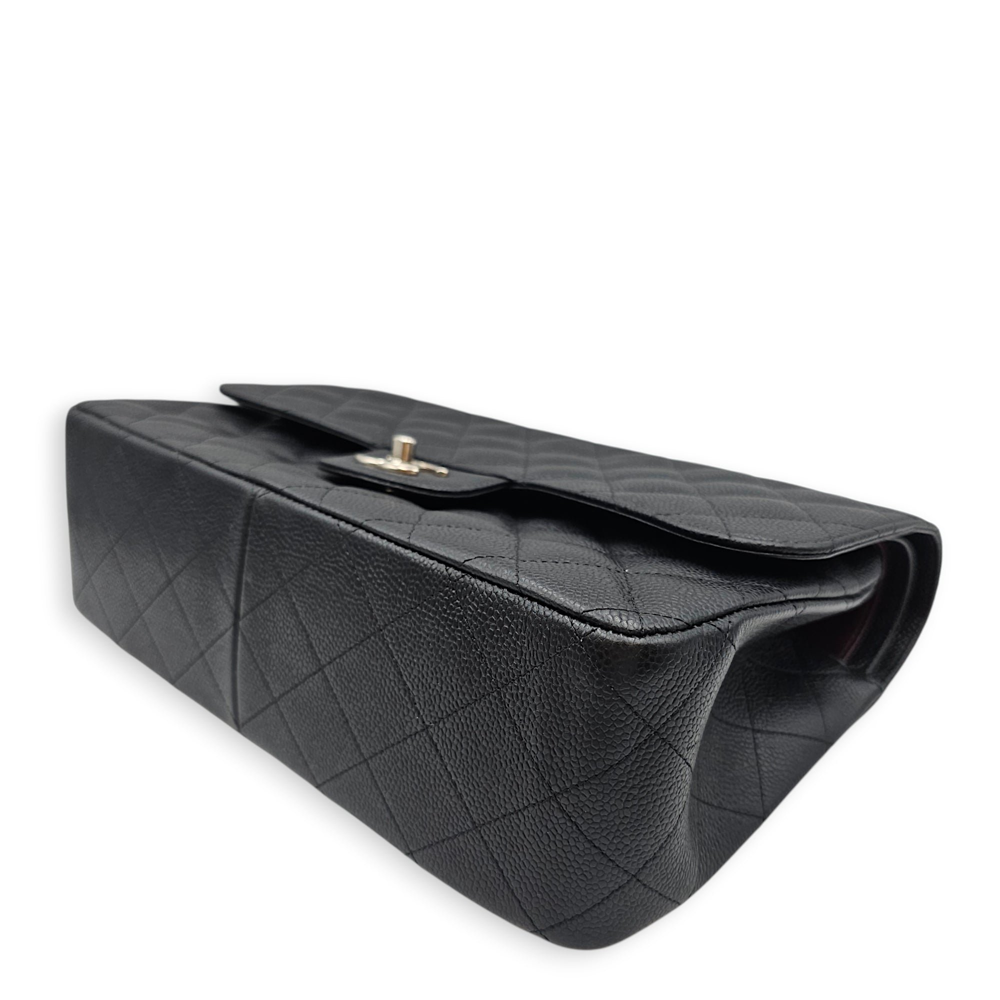 Quilted Jumbo Classic Flap 30 Black Shoulder Bag in Caviar Leather Silver hardware CL2601-18511 8