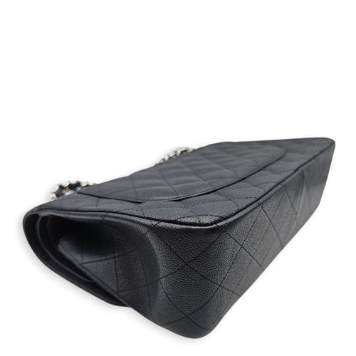 Quilted Jumbo Classic Flap 30 Black Shoulder Bag in Caviar Leather Silver hardware CL2601-18511 9