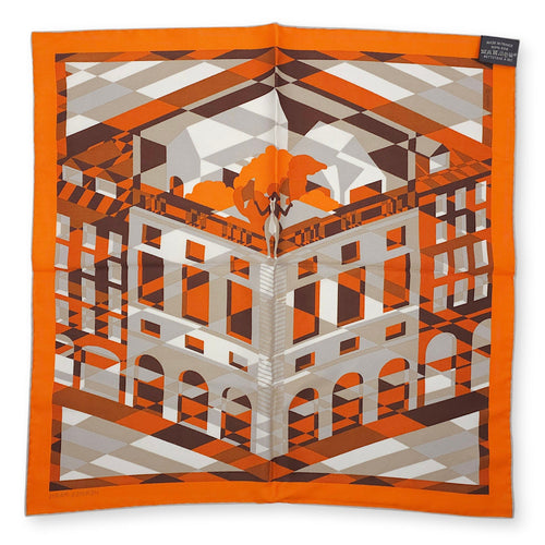 Faubourg en Perspective 45 Citrouille/Basalte/Blanc Pocket Square CL2601-18519 2