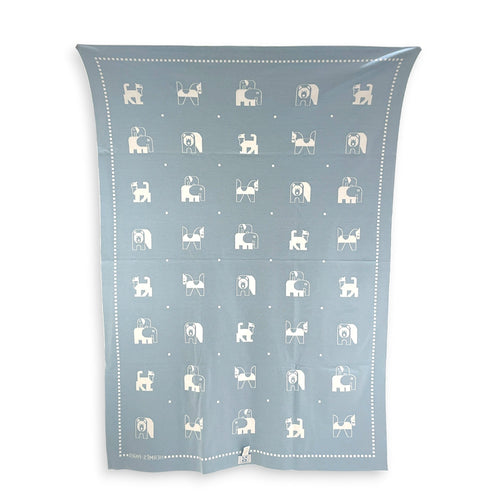 Animaux Blocks blanket Bleu Dragée Homeware CL2601-18520 2