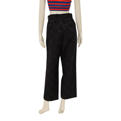GG Big Logo Slacks 42 Black Ready-To-Wear in Cotton