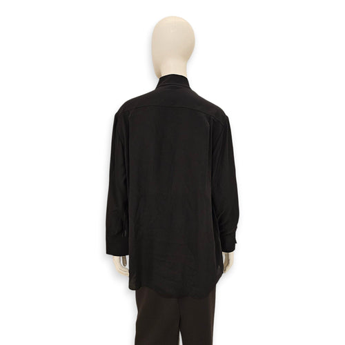 LV Button Down Shirt with Mandarin Collar and Lace Detailing 38 Black Ready-To-Wear in Silk Gold hardware CL2601-18538 4