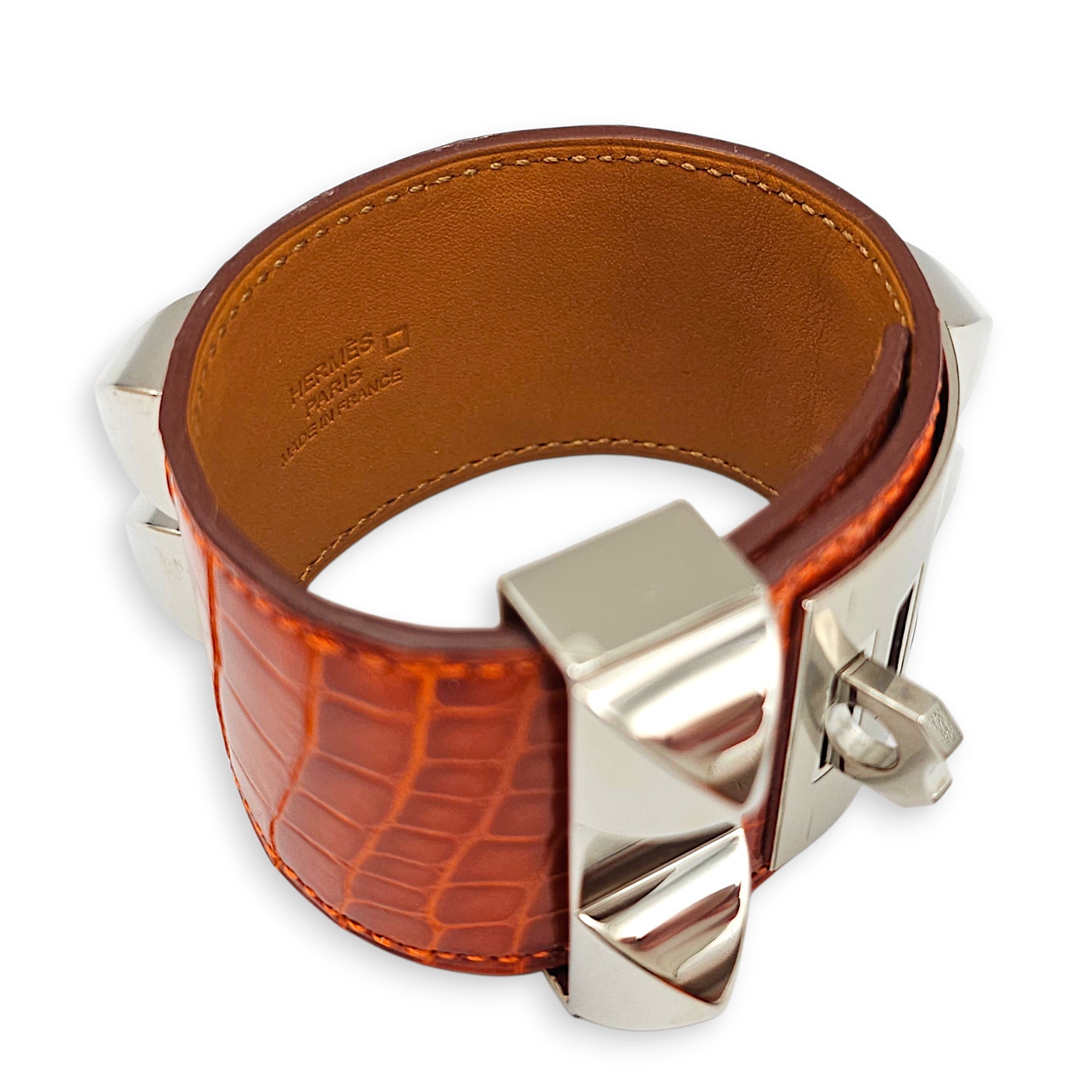 CDC Bracelet. Sz:S Pain D'Epice Bracelet in Shiny Alligator Palladium hardware