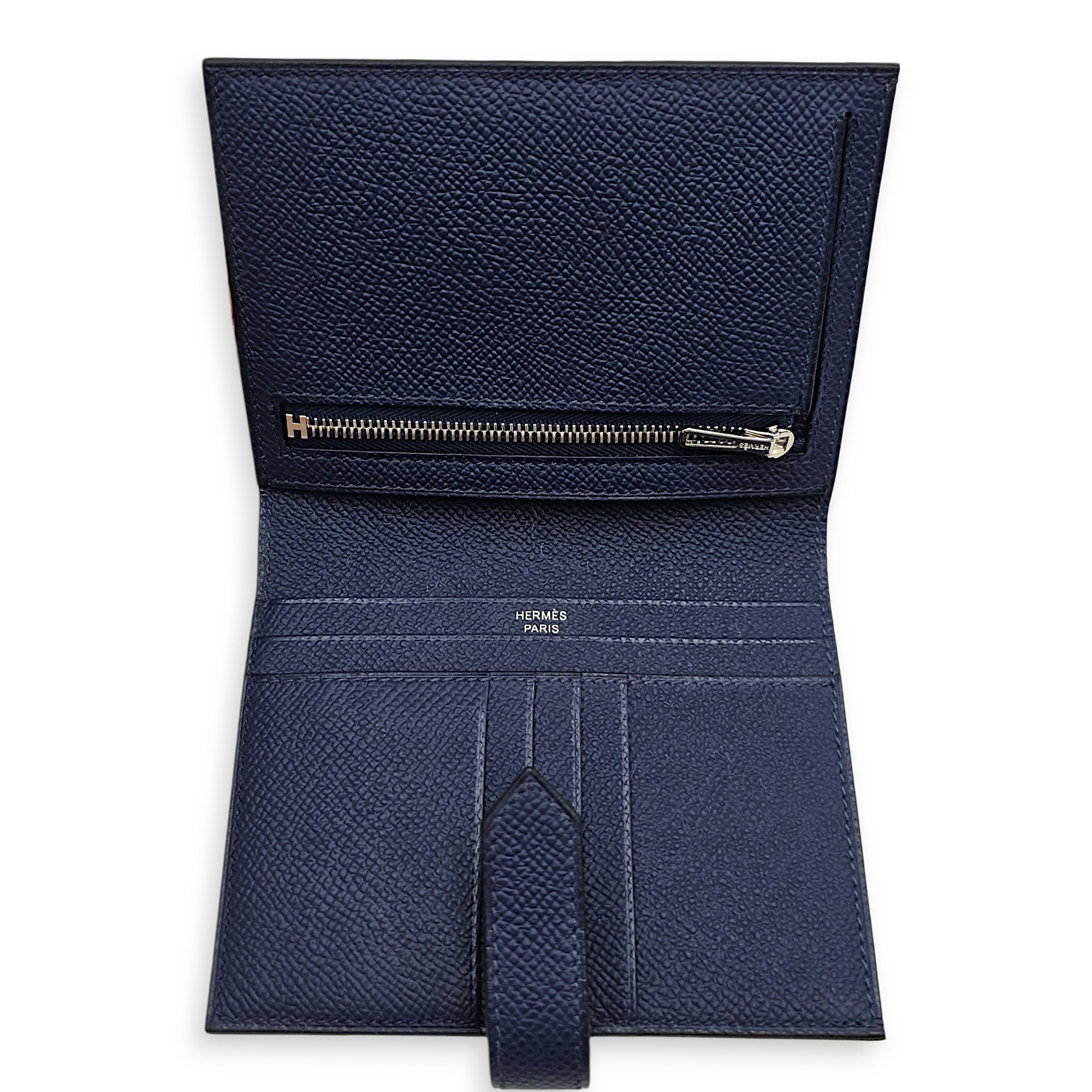 Bearn Compact Blue Navy Wallet in Epsom Palladium hardware CL2601-18561 3