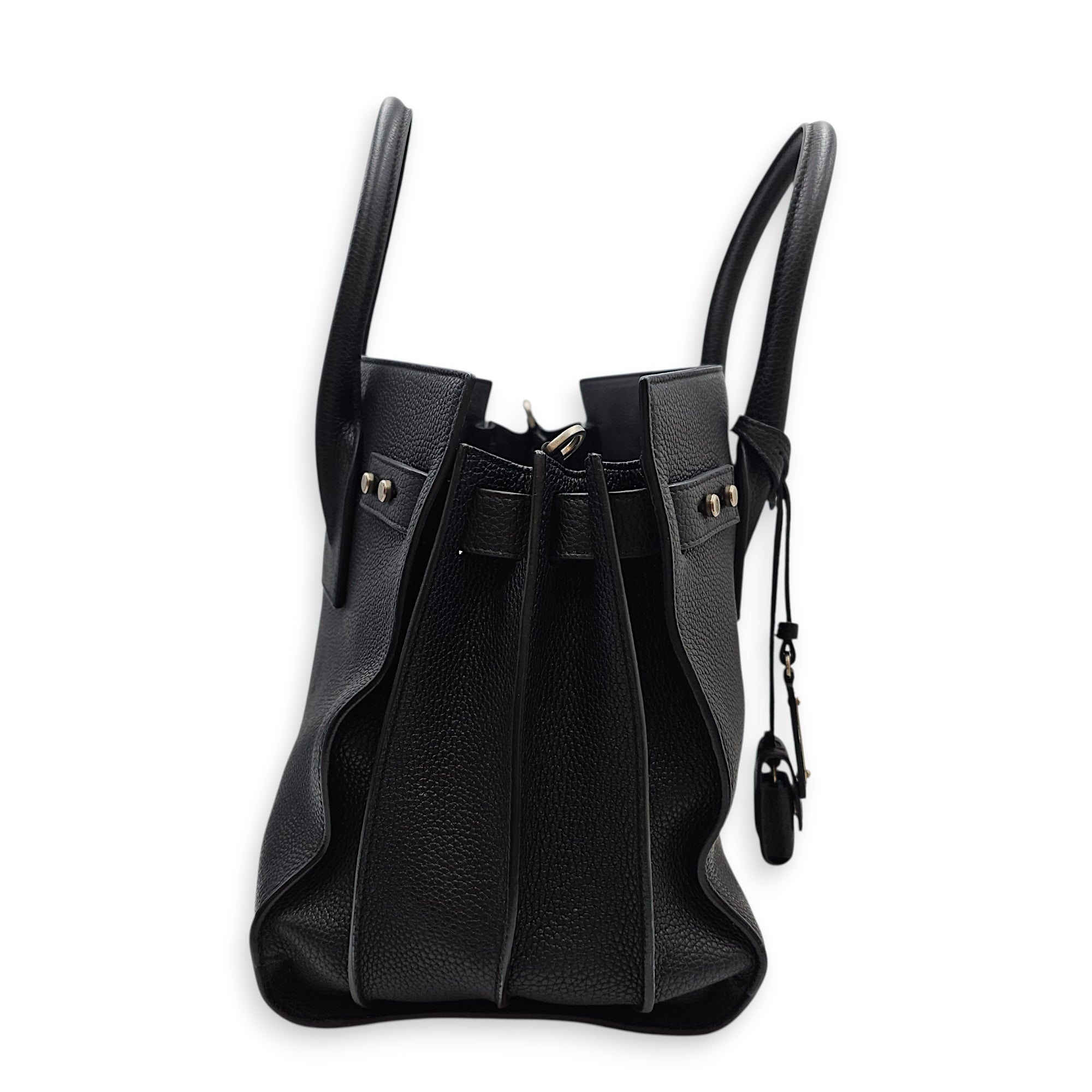 Sac De Jour 32 Black Top Handle Bag in Calfskin Silver hardware CL2601-18591 4