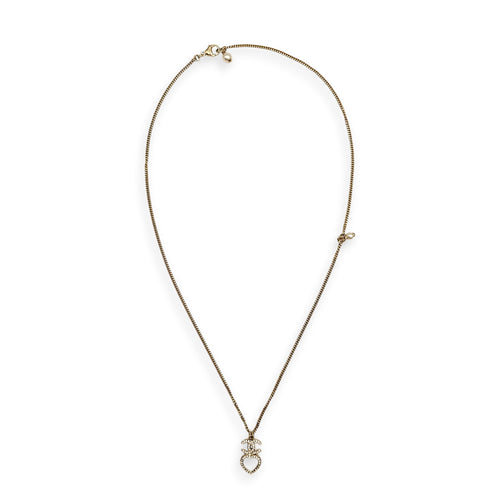 CC Logo and heart pendant Gold Necklace in Crystals Gold hardware CL2601-18596 1