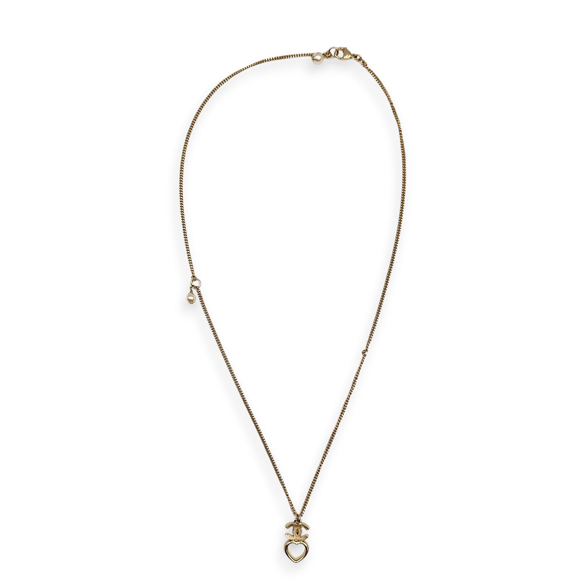 CC Logo and heart pendant Gold Necklace in Crystals Gold hardware CL2601-18596 2