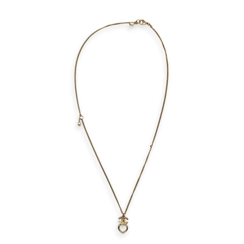 CC Logo and heart pendant Gold Necklace in Crystals Gold hardware CL2601-18596 2