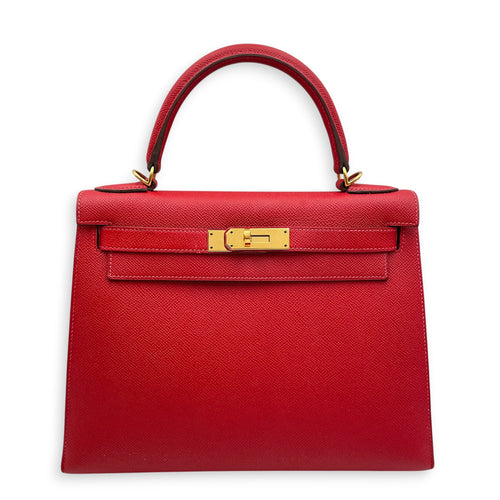 Sellier Kelly 28 Rouge Casaque in Epsom Gold hardware CL2601-18690 1