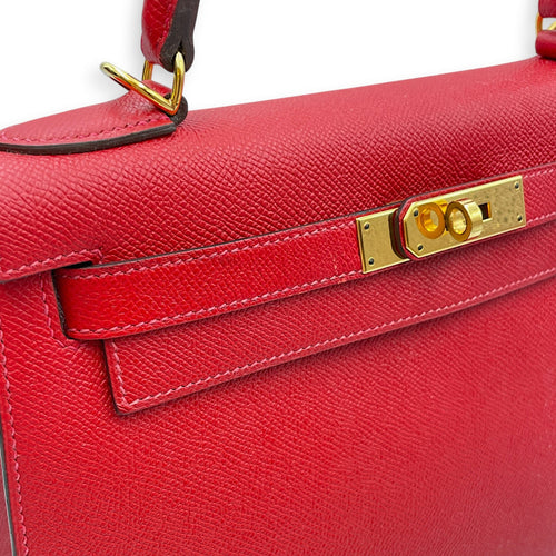 Sellier Kelly 28 Rouge Casaque in Epsom Gold hardware CL2601-18690 12