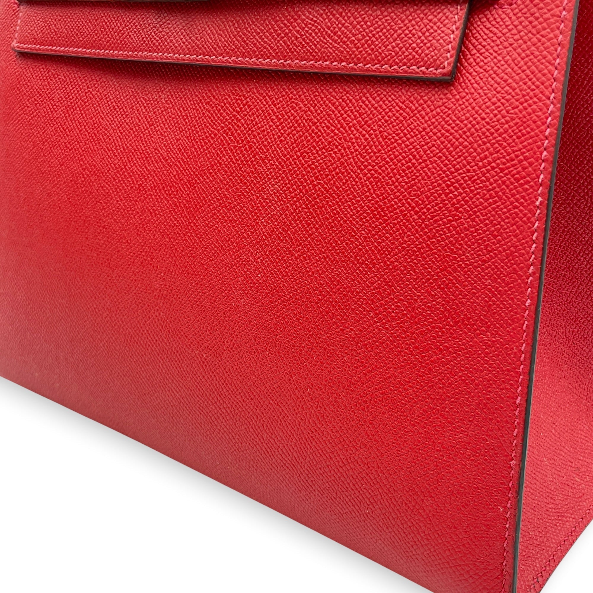 Sellier Kelly 28 Rouge Casaque in Epsom Gold hardware CL2601-18690 13