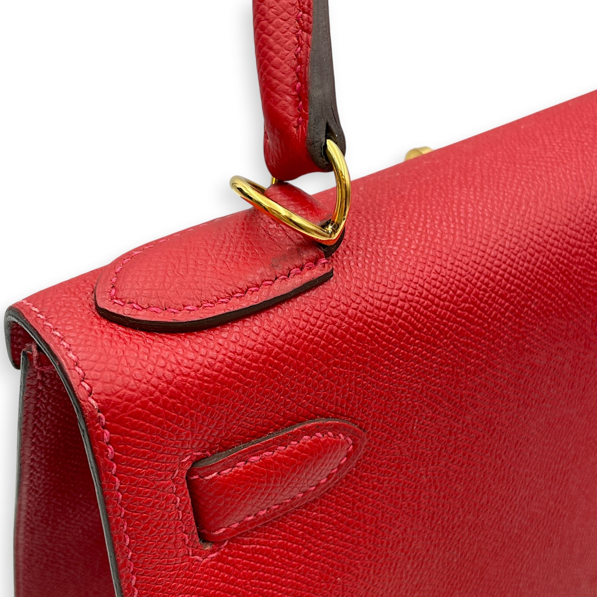 Sellier Kelly 28 Rouge Casaque in Epsom Gold hardware CL2601-18690 16