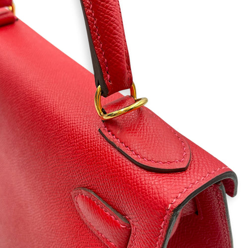 Sellier Kelly 28 Rouge Casaque in Epsom Gold hardware CL2601-18690 17