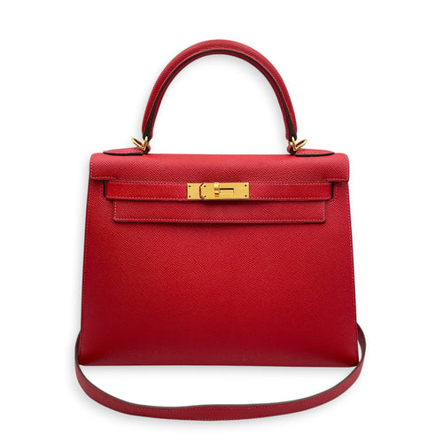 Sellier Kelly 28 Rouge Casaque in Epsom Gold hardware