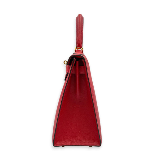 Sellier Kelly 28 Rouge Casaque in Epsom Gold hardware CL2601-18690 4
