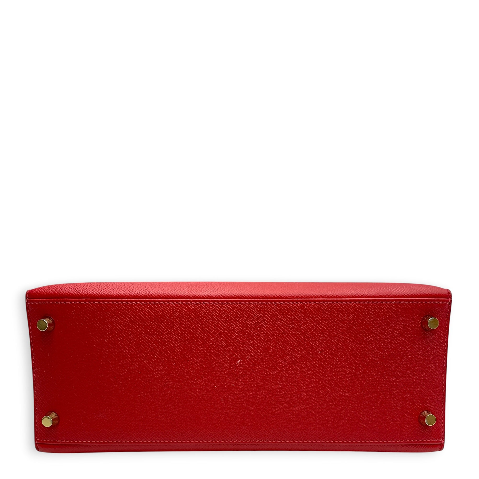 Sellier Kelly 28 Rouge Casaque in Epsom Gold hardware CL2601-18690 5