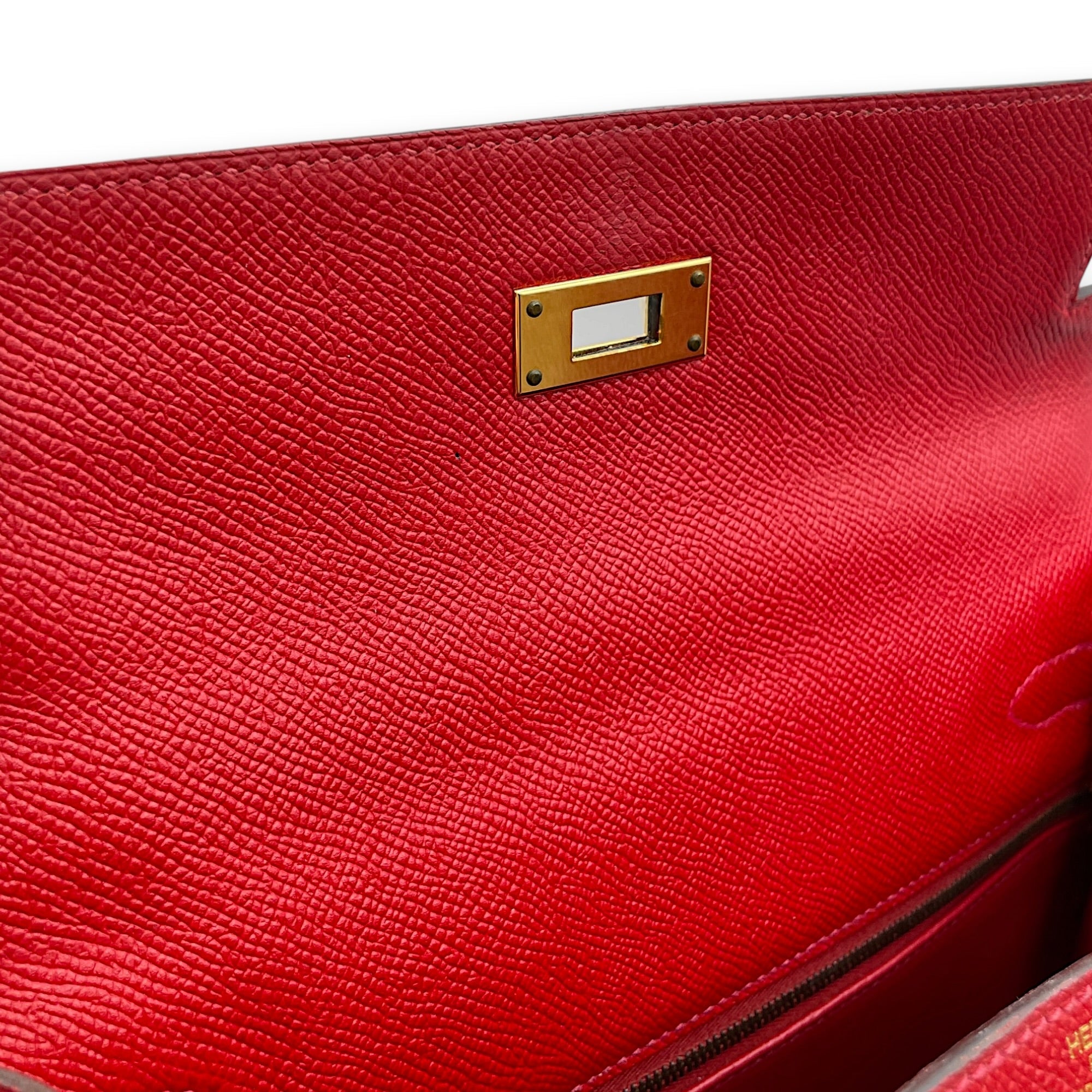 Sellier Kelly 28 Rouge Casaque in Epsom Gold hardware CL2601-18690 7